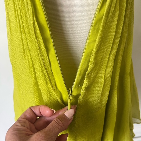 BCBG Beaded Lime Green Mini Ruffle Dress - Picture 9 of 10